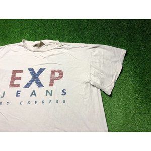 Vintage EXP Jeans By Express Mens White Short Sleeve Tee Size XL
